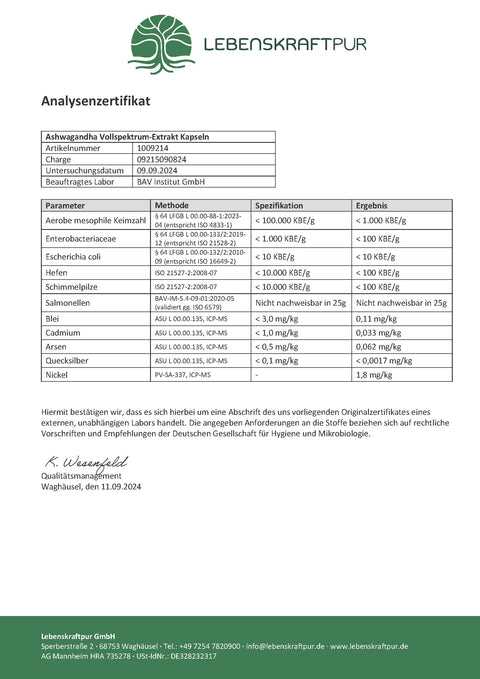 Ashwagandha Vollspektrum-Extrakt Kapseln