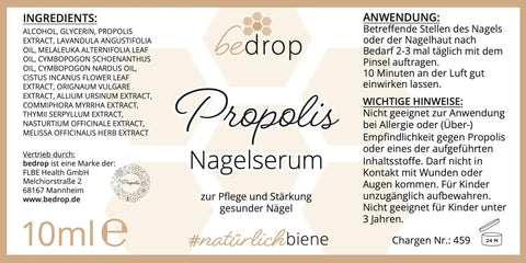 Propolis Nagelserum - Nagelpflege mit hochdosiertem Propolis & 4 ätherischen Ölen - 10ml - VITALOVE - Naturprodukte