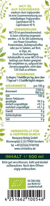 Bio MCT-Öl - C8 + C10 - 500 ml