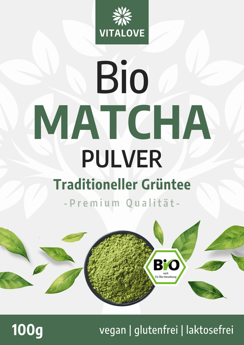 Bio Matcha Pulver - 100 g - traditioneller Grüntee