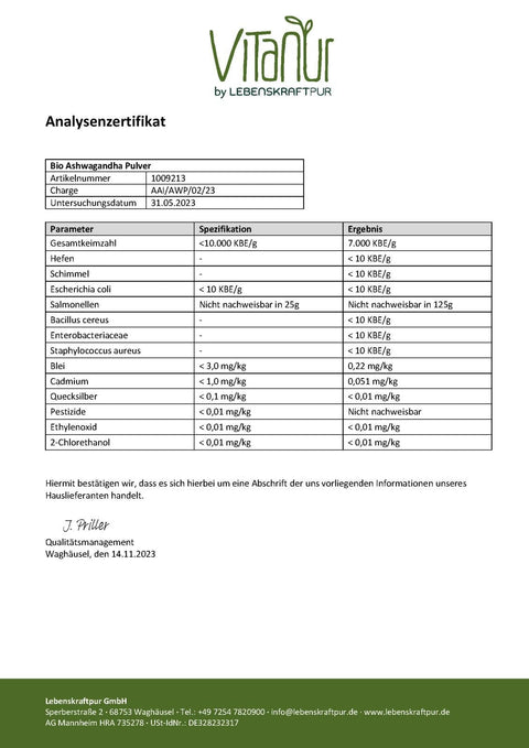 Bio Ashwagandha Pulver