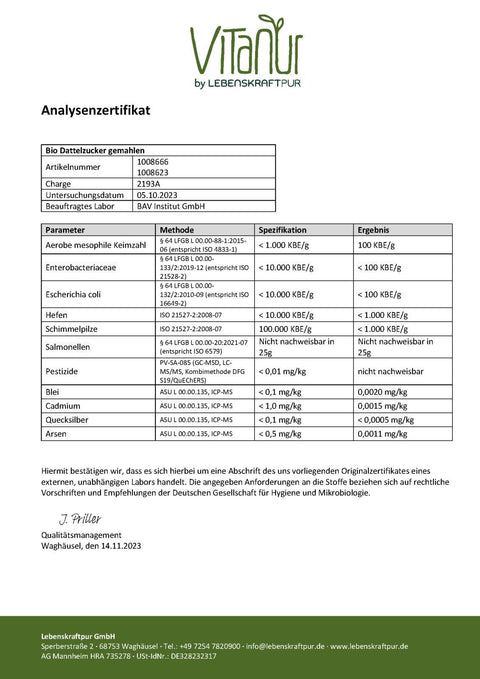 Bio Dattelzucker Pulver