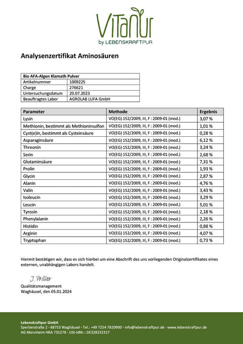 Bio AFA-Algen Klamath Pulver