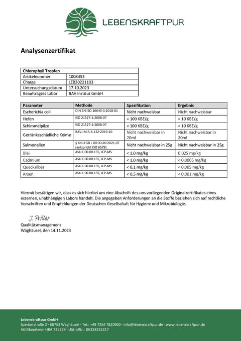 Chlorophyll Tropfen