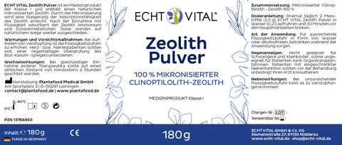 Zeolith - Glas mit 180 g Pulver