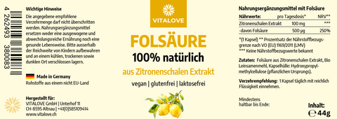 Acide Folique avec Extrafolate S de Gnosis et Vitamine B12 - 180 Capsules