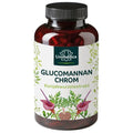 Glucomannan + Chrom - Abnehmkapseln mit 4200 mg Glucomannan aus der Konjakwurzel + 100 µg Chrom pro Tagesdosis (6 Kapseln) - 180 Kapseln - VITALOVE - Naturprodukte