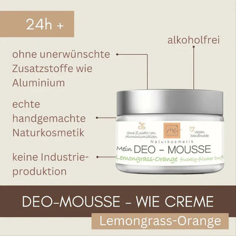 Deo-Mousse Lemongrass-Orange 24h+ Deo wie Creme ohne Aluminium Naturkosmetik 50ml - VITALOVE - Naturprodukte