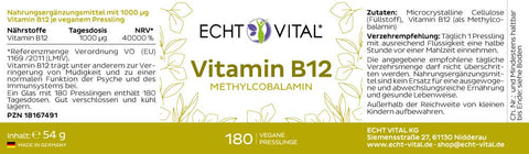 Vitamin B12 - 1 Glas mit 180 Presslingen