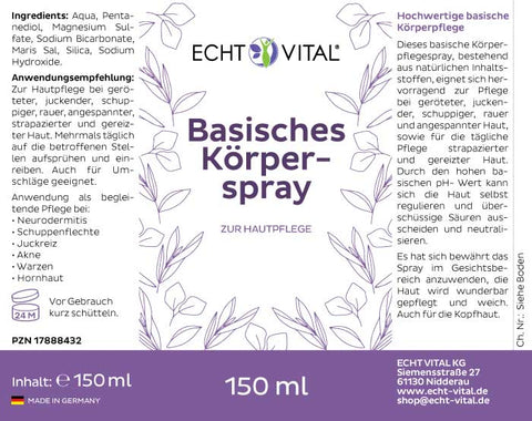 Basisches Körperspray - 1 Sprayflasche mit 150 ml