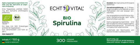 Bio Spirulina - Glas mit 300 Presslingen