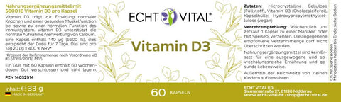 Vitamin D3 - 1 Glas mit 60 Kapseln