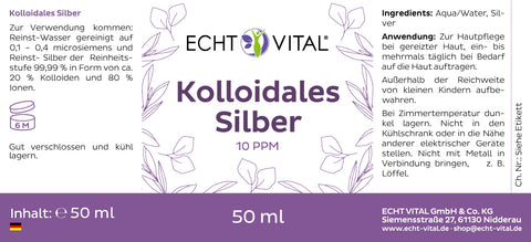 Kolloidales Silber 10 ppm - 1 Sprayflasche mit 50 ml