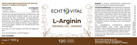 L-Arginin - 1 Glas mit 120 Kapseln