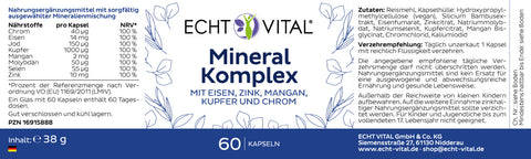 Mineral Komplex - 1 Glas mit 60 Kapseln