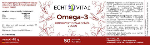 Omega-3 vegan - Glas mit 60 Kapseln