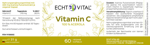 Vitamin C - 1 Glas mit 60 Kapseln