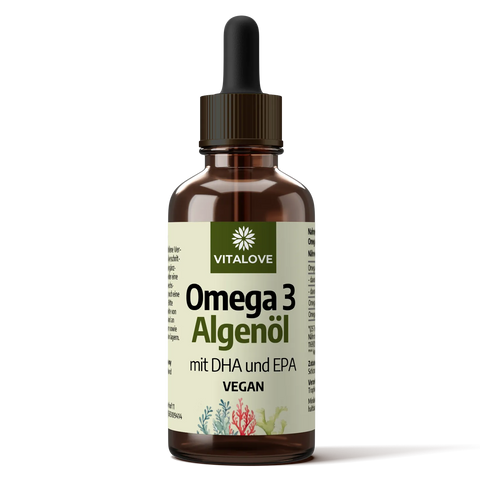 Vegane Omega 3 Algenöl Tropfen - mit DHA und EPA - 30 ml - VITALOVE - Naturprodukte