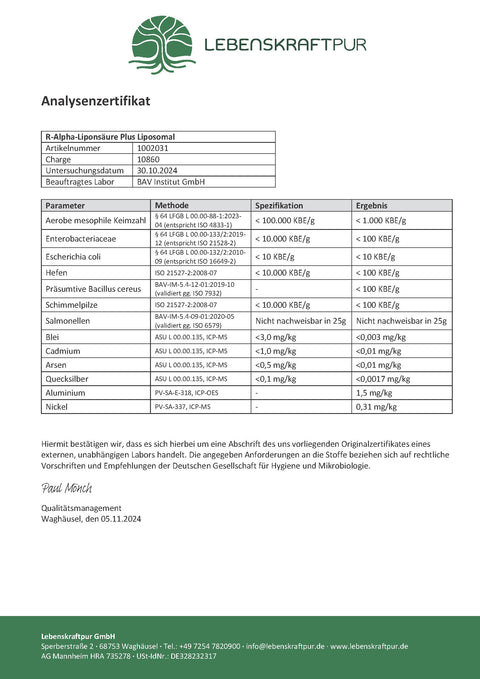 R-Alpha-Liponsäure Plus Liposomal