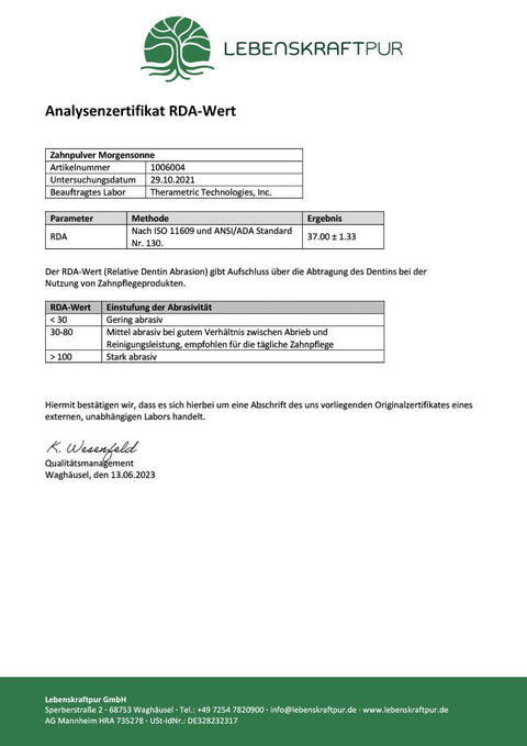 Zahnpulver Morgensonne