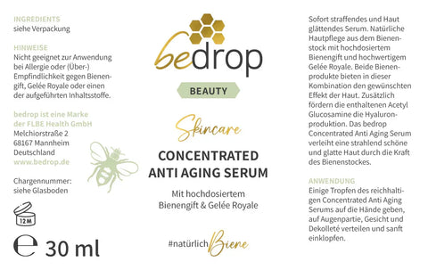 CONCENTRATED ANTI AGING SERUM / Gesichtsserum mit hochdosiertem Bienengift & Gelée Royale - 30ml - VITALOVE - Naturprodukte