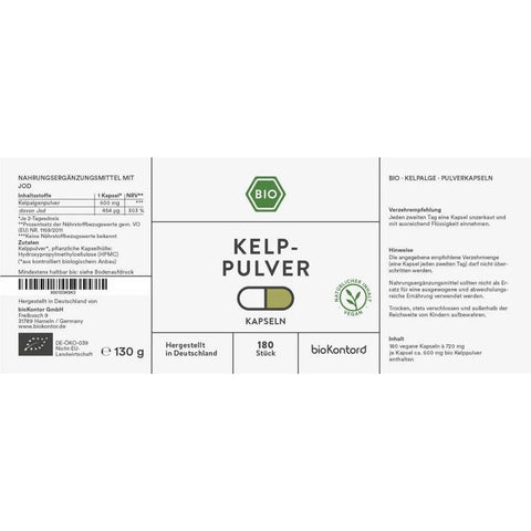 Bio Kelp 180 Kapseln - vegan - VITALOVE - Naturprodukte