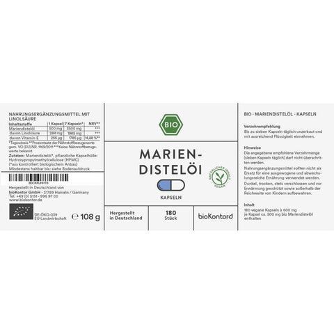 Bio Mariendistelöl Kapseln - vegan