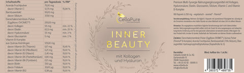 CellaPure Inner Beauty mit Kollagen und Hyaluron 180 Kapseln