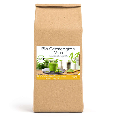 Herbe d'orge bio - 500g de poudre dans un sachet de conservation