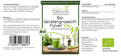 Bio Gerstengrassaft-Pulver (Vita) - VITALOVE - Naturprodukte