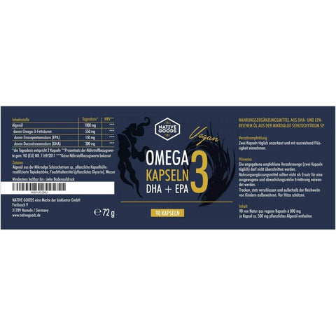 Omega 3 Kapseln mit DHA und EPA aus Algenöl - vegan - [konventionell!]