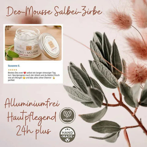 Deo-Mousse Salbei Zirbe 24h+ Deo wie Creme ohne Aluminium Naturkosmetik 50ml - VITALOVE - Naturprodukte