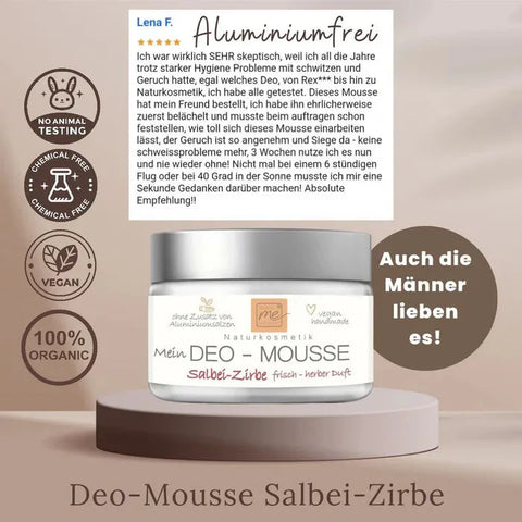 Deo-Mousse Salbei Zirbe 24h+ Deo wie Creme ohne Aluminium Naturkosmetik 50ml - VITALOVE - Naturprodukte