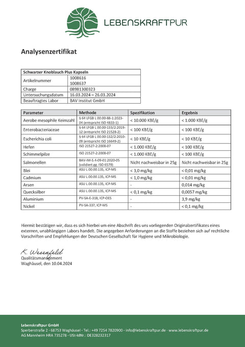 Schwarzer Knoblauch Plus Kapseln