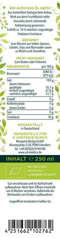 Bio Avocadoöl nativ - 250 ml - VITALOVE - Naturprodukte