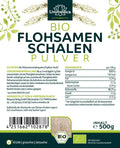 Bio Flohsamenschalen Pulver - 500 g - 99% rein - VITALOVE - Naturprodukte